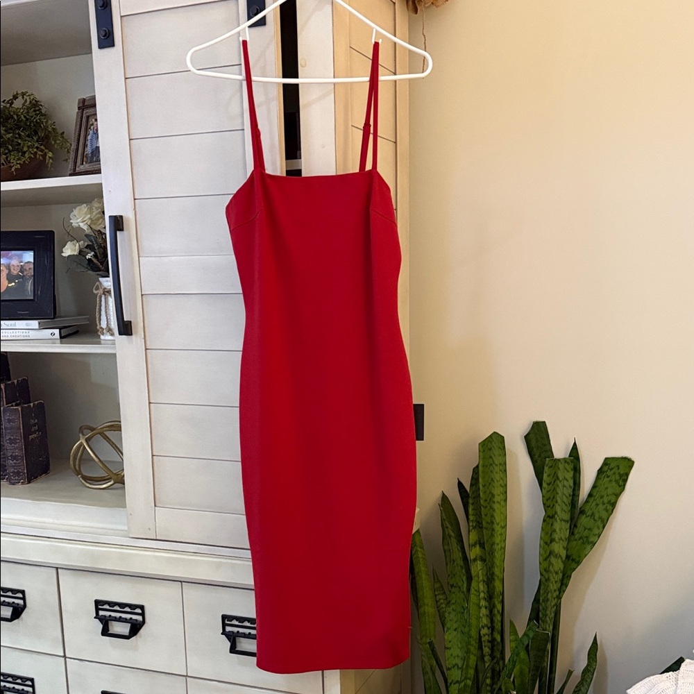 Lulus Scarlet Midi Slip Dress with Spaghetti Straps